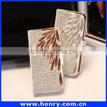 High Quality Diamond Bling Wallet Leather Case For Apple Iphone 4 photo-4