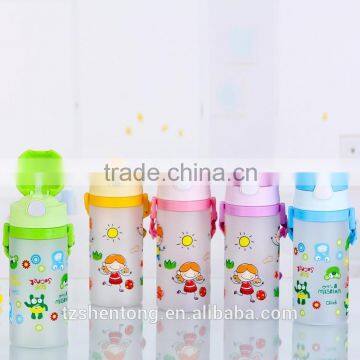 Kids Flip Top Lid Straw Portable Plastic Drinking Water Bottle