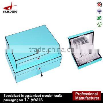 Fashion Wooden Antique Jewelry Box With Metal Lock and Mirror Jewelry Display Cases for Sale photo-2