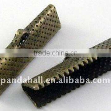 Iron Ribbon Ends, Antique Bronze Color, 16x8x3mm hole: 3mm(E183Y-AB)
