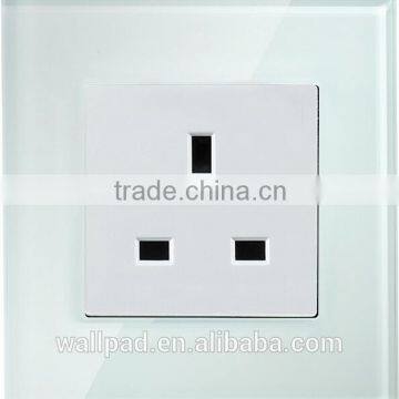 2016 Wallpad Luxury Design White Glass 110~250V 13A UK Standard Wall Electric Sockets Outlet