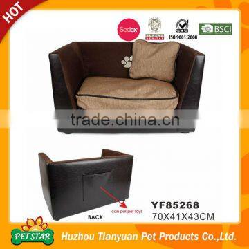 Pet Sofa with Cushion and Pillow PU Leather Dog Sofa Pet Bed in Black