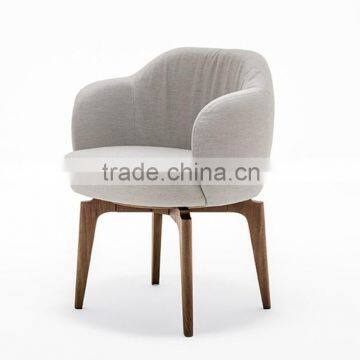 Soft dining armchair with wooden base HDAC1066