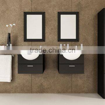 Double basin solid oak wood bathroom vanity