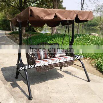 Outdoor double swing chair, rattan hanging swing chair