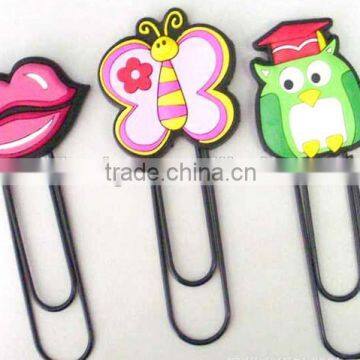 Fashion 3d pvc matel personal gift bookmark and paper clip for children