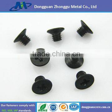 Flat head electronic screws with black zinc plated