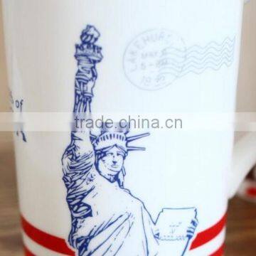 Hot-selling Summer New Creative Iron Tower and Statue of Liberty Ceramic Office Mug With Cover and Spoon photo-5