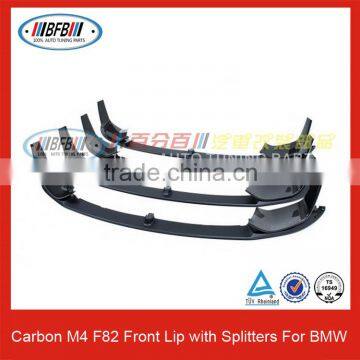 Auto bodykits carbon front lip spoiler with splitters type for BMW M4 F82 front bumper lip