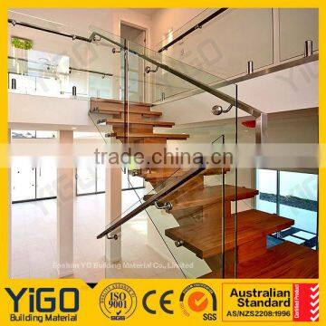 Indoor Glass Balustrade For Wood Stair YG-B1186