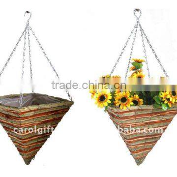 Nature Red Rattan Square Cone hanging planter - hanging basket - Rattan hanging cone flower pot