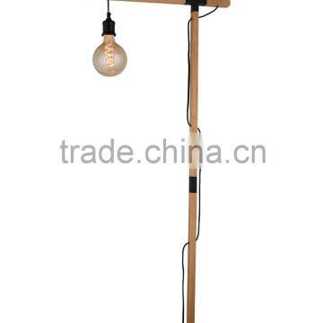 simple and natural wooden cross floor lamp, timber floor light with metal base