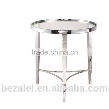 Glass Top Staimless Steel Dining Snack Table