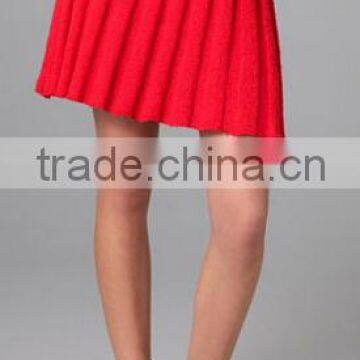high quality wholesale red pleated short sexy sweater skirt