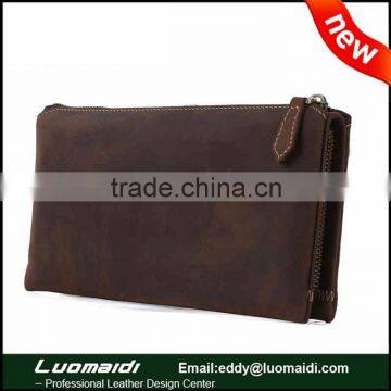 first layer of cowhide leather clutch bag for men double layer men wallet classical zipper wallet