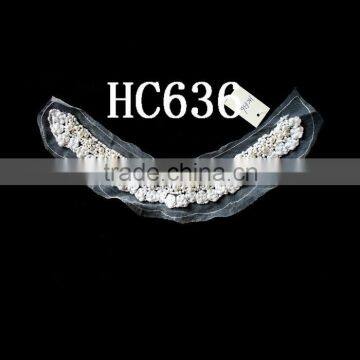 Handmade pearl beaded and lace collar motif wholesale in bulk~HC636