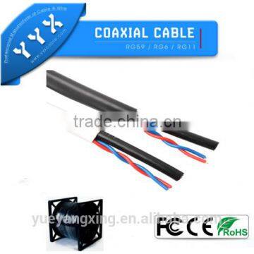 YYX Siamese cable RG59 1conductor with 2power conductor cu ccs al foil braid