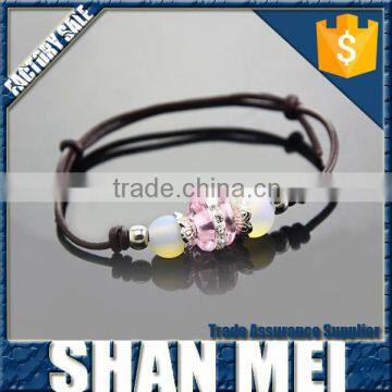 wholesale price simple design leather bracelet beads bangles