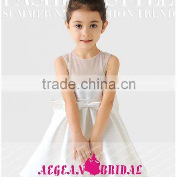 K122 A Line short satin flower girl dresses with bow