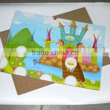 Custom made cork table mat, full color printing natural cork placemat