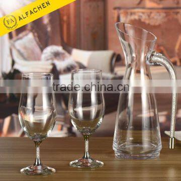 Unique Handmade Deluxe Crystal Wine Engraved Logo With Handle Tasting Decanter