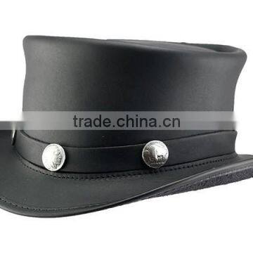 EL DORADO Real Cowboy hat in Napa Leather TOPPER "Steampunk" TOP HAT