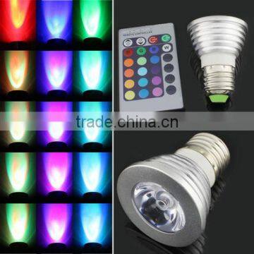 LED Bulb light 3W E27 RGB Color with remote for house garden