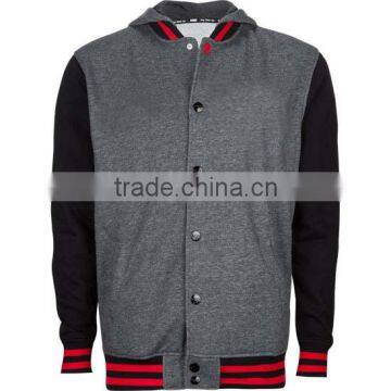 Hooded Varsity Jacket / Hooded Letterman Jacket / Hooded Baseball Jacket grey