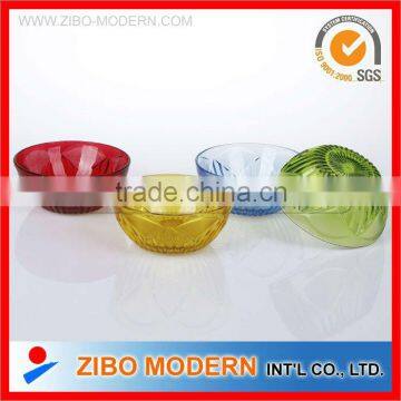 Round Colorful Glass Salad Bowl