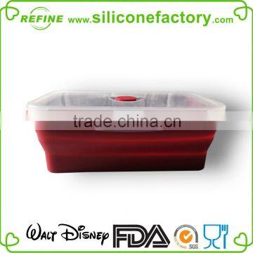 2015 newest use for travel portable silicone collapsible bowl with plastic lid