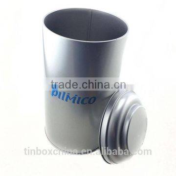 wholesale airtight food grade empty cylinder tea tin silver