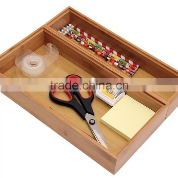 Set of 2 Little Things Bamboo Kitchen Drawer Organizers Modular Drawer Storage