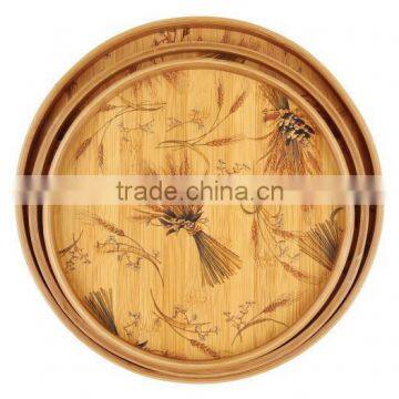 LC-9/Round Bamboo Serving Tray/Bamboo Tray For Tableware Kitchenware