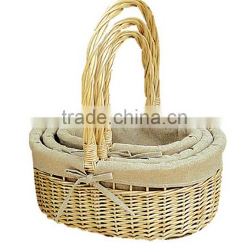 oval wicker gift packing basket; wicker storage basket