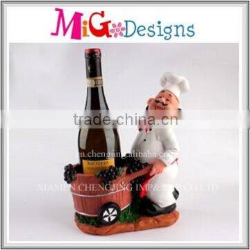 hot sales OEM chef shaped polyresin single wine bottle holder