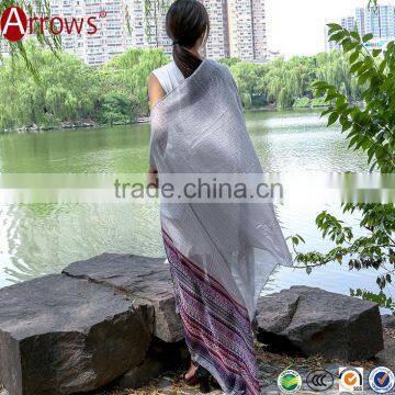 Large Tribe Style Cotton Voile Shawl Scarf with Tassel Reactive Printing Pattern
