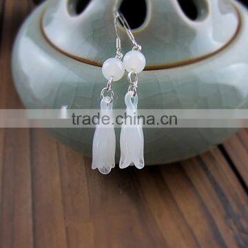 Fashion 925 sterling silver mangnolia flower earrings ! agate earrings !