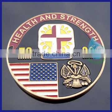 Promotional golden US flag coin/hot new products for 2014 customized soft enamel medallion