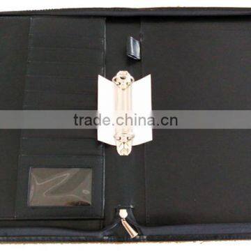 expanding file folder with zipper / leather corporate folder for meeting / eco friendly ring binder file folder