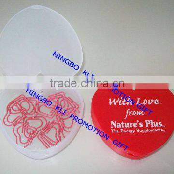 Plastic heart shaped paper clip box