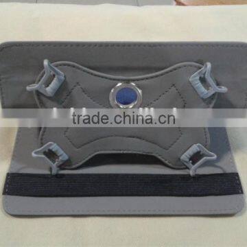 New Arrival blue Universal 360 degree rotation PU 7 inch tablet pc speaker case with elastic hooks