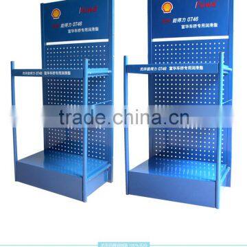 retail custom made four shelf metal lubricating oil display rack/lubricating oil display stand/engine oil display rack