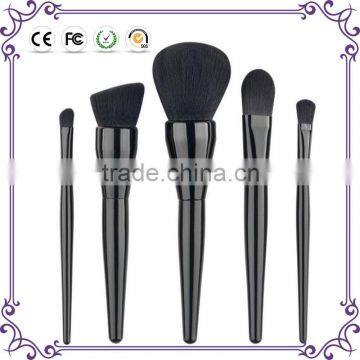 New 5pcs shiny brand your own VEGAN black wooden synthetic hair make up brushes cosmetics makeup brush set