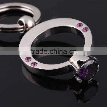 Promotional Ring key chains/Best sell metal diamond ring key rings