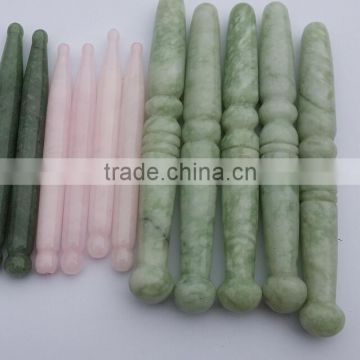 Chinese traditional medical natural jade aventurin rose quartz acupuncture massage stick