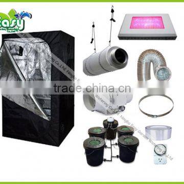 Hydropoinics Complete indoor grow tent kits 150x150x200cm with DWC bucket, LED grow light and ventilation equipment