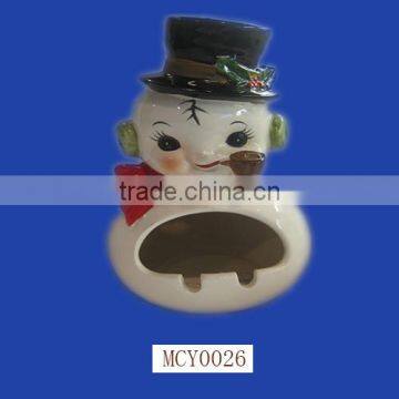 Latest Design Ornamental Handmade Snowman Ceramic Ashtray