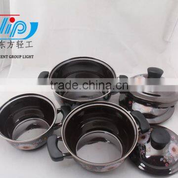 The Best Quality 3 Pcs Enamel Casserole With Metal Cover Beautiful Decal photo-5