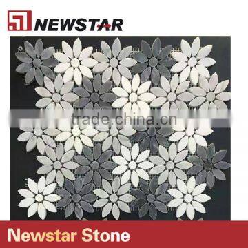 Newstar Hot Saling Italian White Carrrara Marble Flower Shape Mosaic