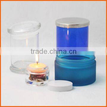 Wholesale low price glass candle holder with lid